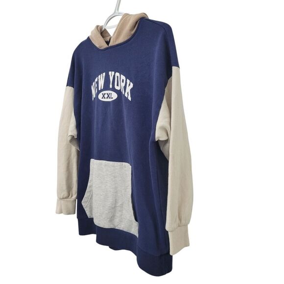 2/$20 Forever 21 New York Blue & Brown Hoodie Top Size: M - Picture 3 of 8